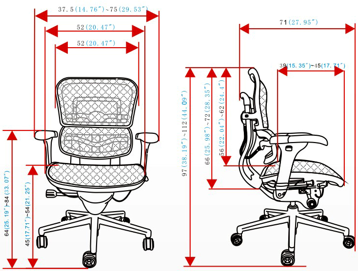CG-SLAMErgohuman办公椅规格图