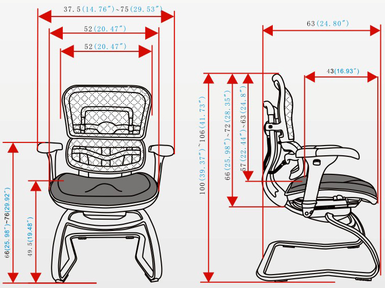 CG-SGLBM-LErgohuman办公椅规格图