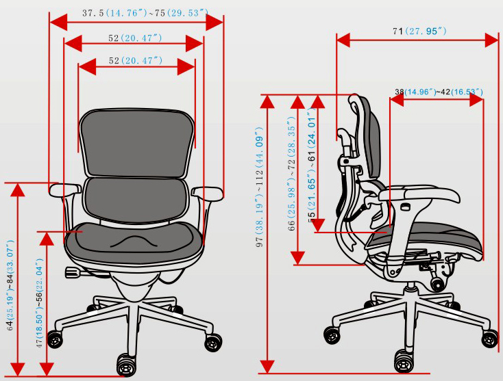 CG-SLALErgohuman办公椅规格图